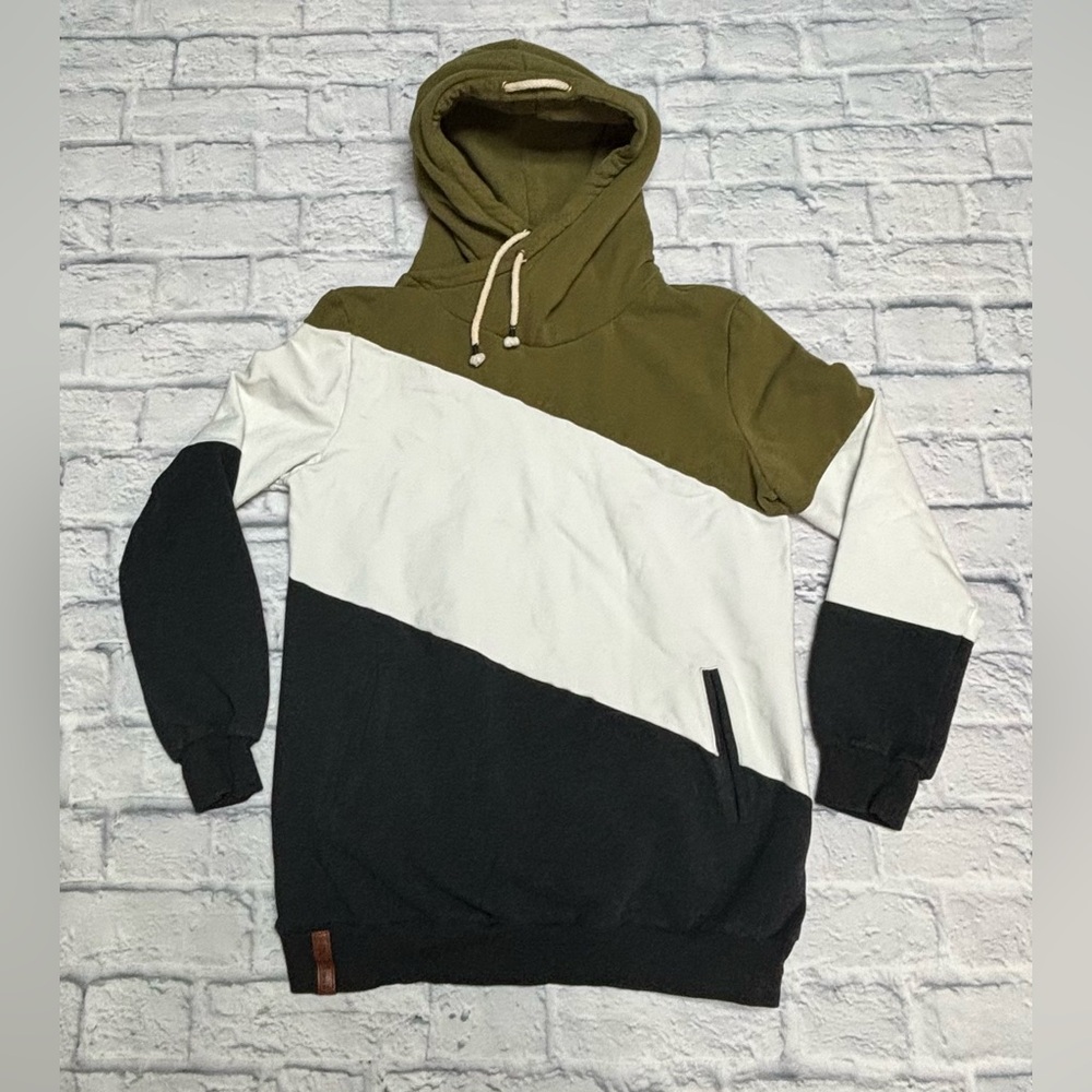 AMPERSAND AVE Olive, White, and Grey Hoodie